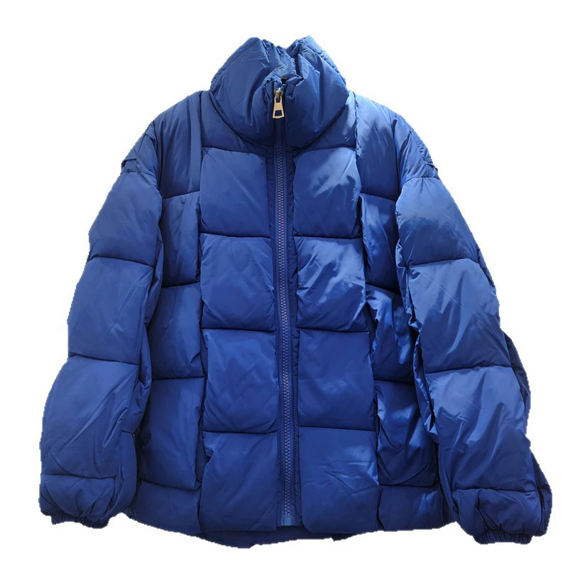 WTHT موضة جديدة للمرأة منقوشة تصميم الوقوف طوق مبطن سترة 2025 الشتاء العصرية سحاب أكمام طويلة معطف دافئ الإناث 1LS2615 #6