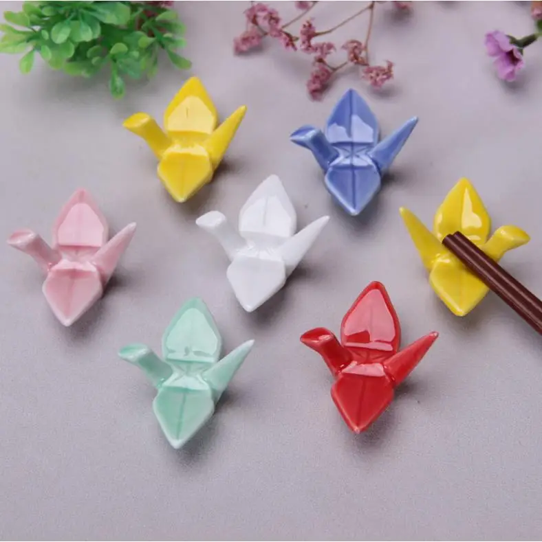 100Pcs Japanese Ceramic paper crane Stick Rack Penholder Incense Burner Holder Chopstick Rest Table Decor For Kitchen Home ni62