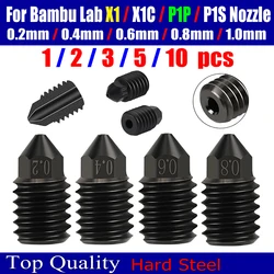 For Bambu Lab X1/x1c p1p/P1S Nozzle Hardened Steel For Bambulab 0.2 0.4 0.6 0.8 1.0mm Nozzles For Bambulab Upgraded Hotend