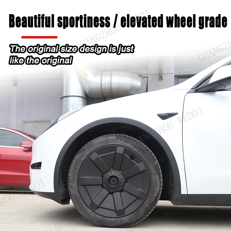 19 Inch Wheel Cover for Tesla Model Y Hubcaps Hub Caps Replacement Steering Wheel Rim Protector Kit Exterior Accessories