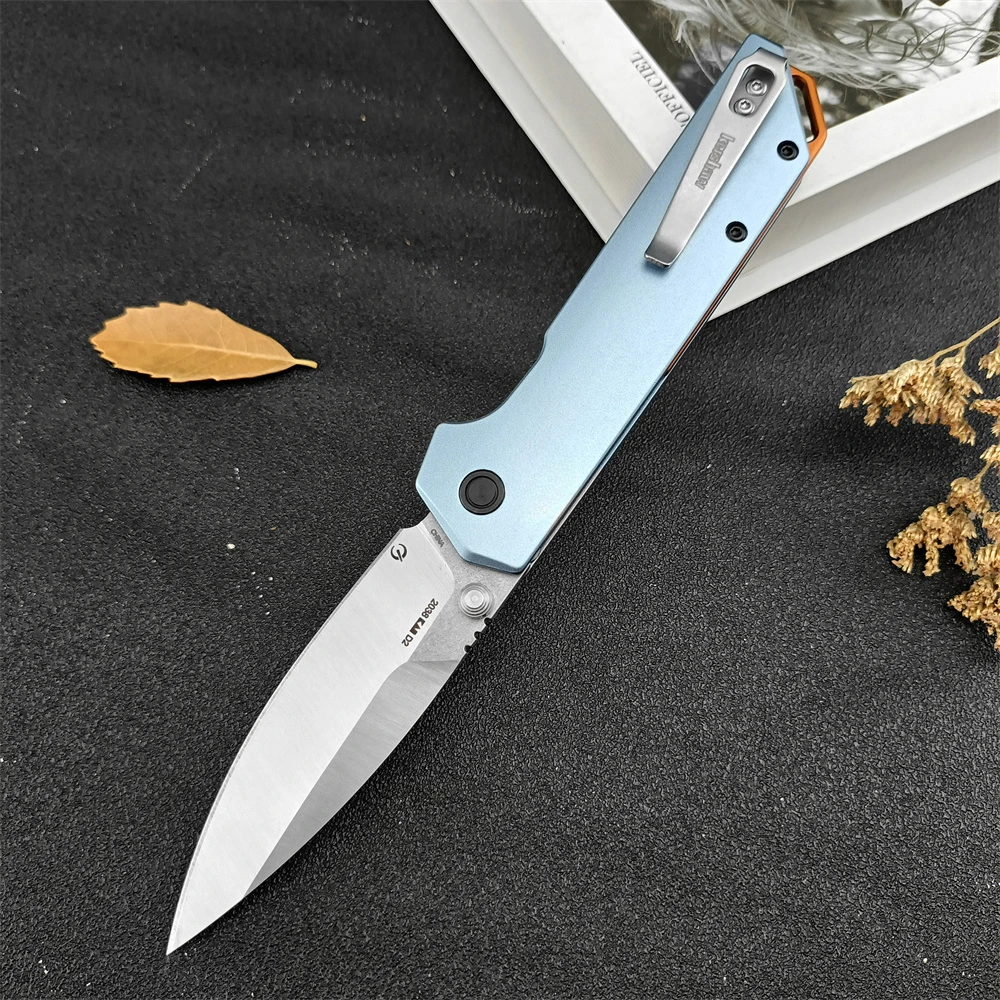 KS 2038 Iridium DuraLock KVT Folding Knife D2 Steel Blade Blue Aluminum Handles Pocket KnifeTactical Camping Survival EDC Tool