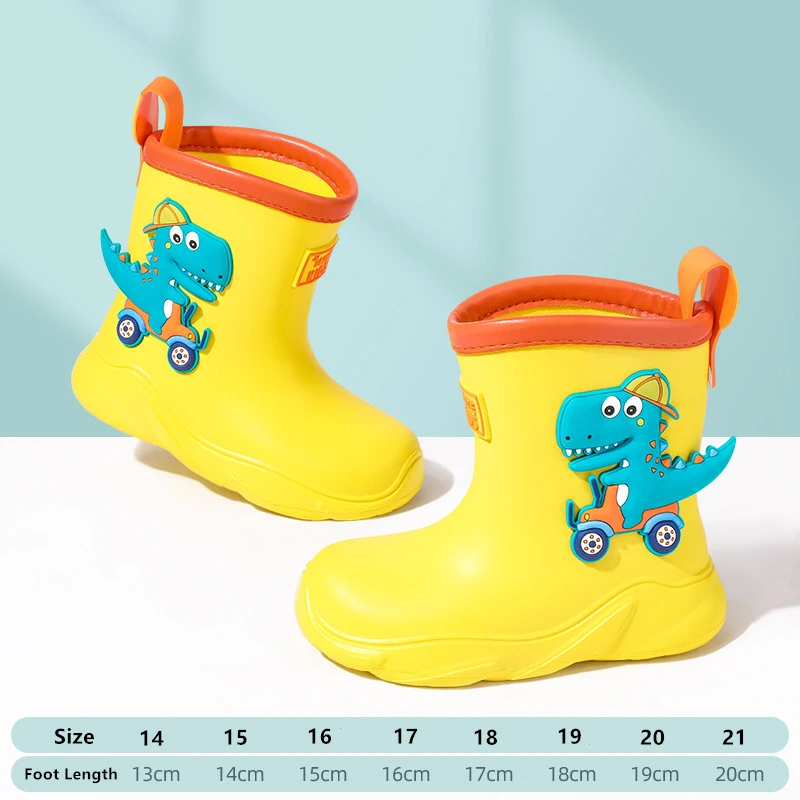 

Fashion Children Rain Boots Cute Dinosaur EVA Waterproof Boys Girls Water Shoes Cartoon Soft Non Slip Kids Lightweight Rainboots
