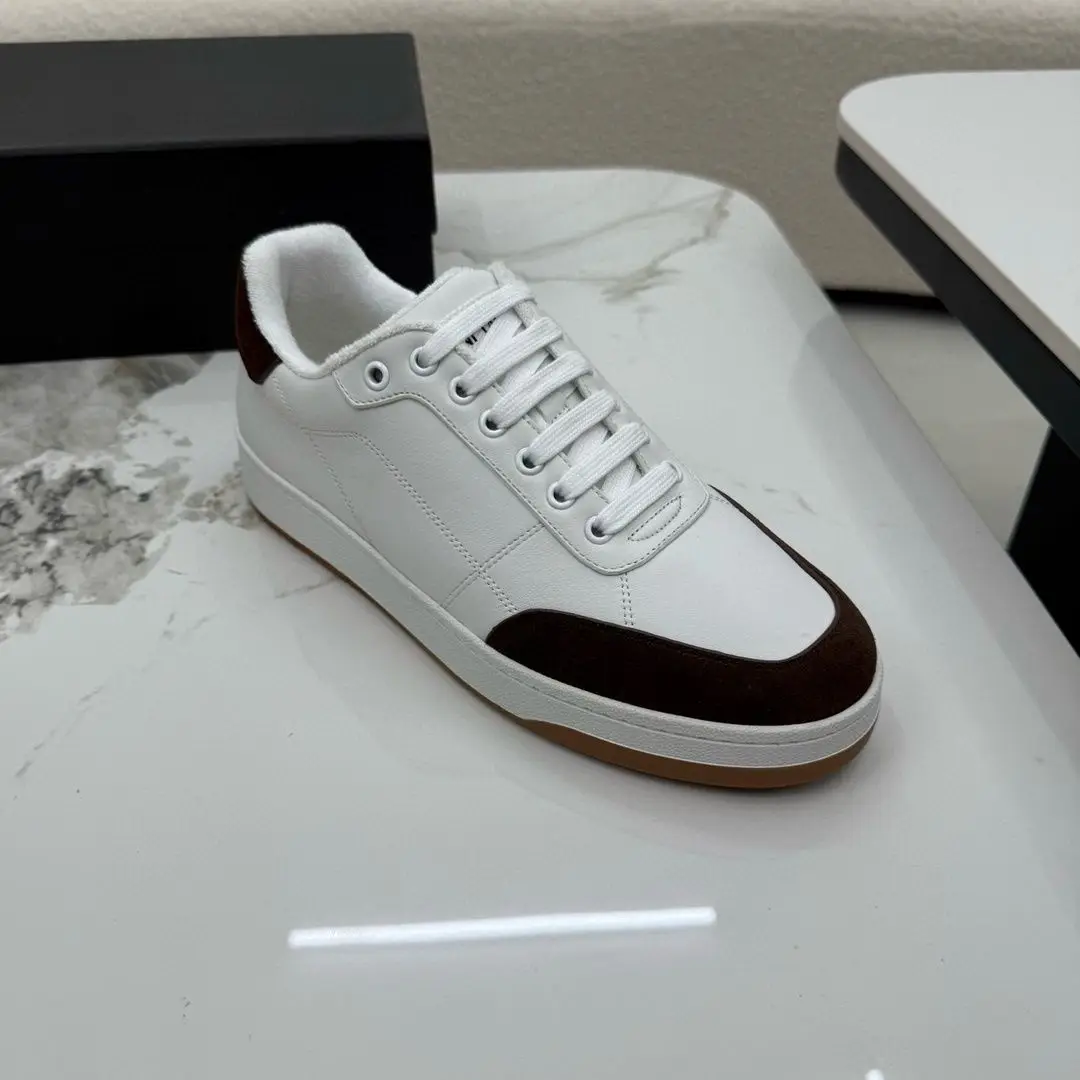 Unisex White Brown Color Block Fleece Lined Low Top Sneakers Smooth Leather & Suede Casual Shoes Flat Warm Autumn Winter Street Skate Footwear for Men Women