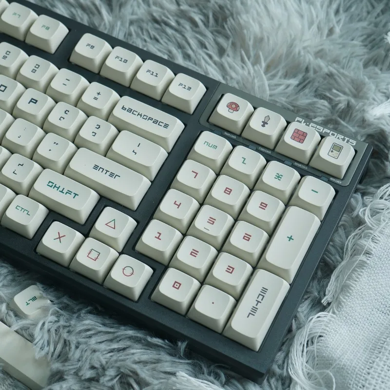 Video Game Theme Keycap 175Key PBT Custom Personalized Retro Gray Keyboard Cap XDA Profile Gaming KeyCap for Mechanical Keyboard