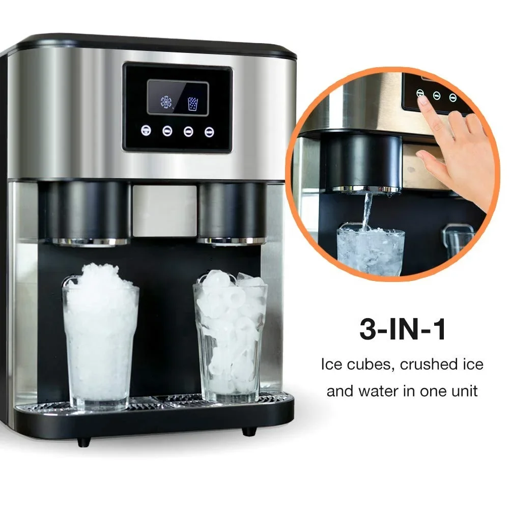 Countertop Ice Maker with cold water 2 Size Ice Cube Portable Automatic Ice Cube Making machine with crusher Direct manufacturer