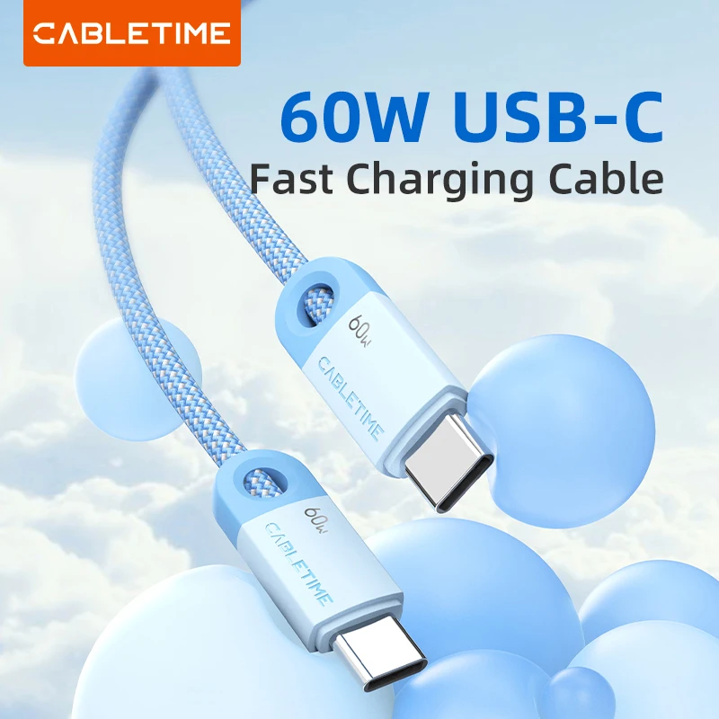 CABLETIME PD60W USB Type C To USB C Cable Fast Charging Cable For iPhone 15 Macbook iPad Samsung Xiaomi USB 5A Fast Charger