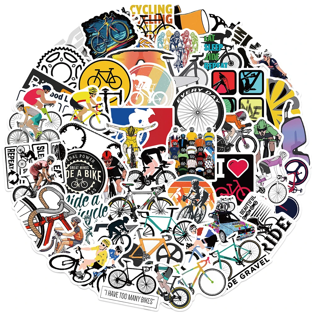 Mountain Biking Cartoon - 10/30/60pcs Cool Mountain Road Bike Graffiti
