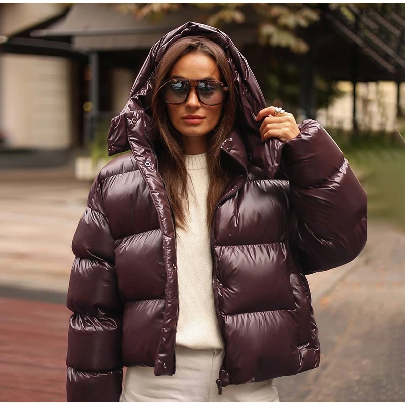  Fashion Solid Cropped Padded Coats Women Detachable Hood Zip Drawstring Hem Warm Jacket 2026 Winter New Lady Casual Outerwear