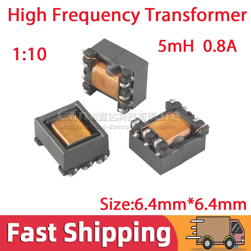 SMD 5mH High Frequency Signal Transformer for Flash Light Flashing Lamp EE5.0 Turns Ratio 1:10 Isolation EE0504S