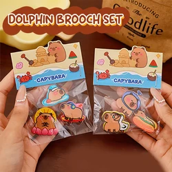 3pcs Cute Cartoon Capybara Brooch Set Fashion Lovely Animals Badge Clothes Bag Jewelry Pin Badges Decoration Jewelry Accessories