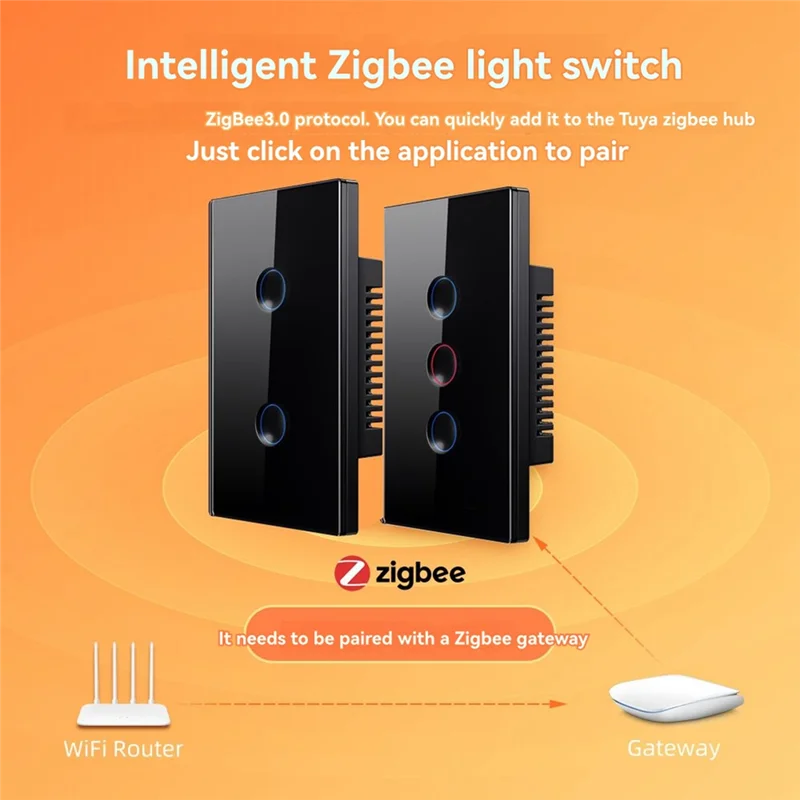 

ABRS-Tuya Wi-Fi умный сенсорный переключатель 110-240 В 2,5D вогнутый стиль Zigbee3.0 повторитель сигнала работает с Alexa Google Home 1 Gang