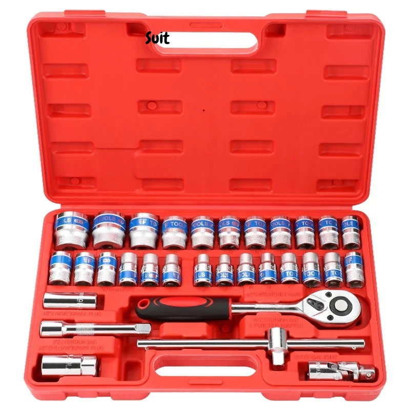 32Pcs Professional Mechanics Tool Set 1/2 Inch Drive Deep Standard Sockets Ratchet Wrench For Auto Car Repair Hand Tool