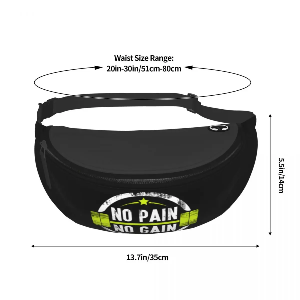 Geen Pijn No Gain Fanny Bag Custom Bodybuilding Fitness Gym Crossbody Taille Pack Vrouwen Mannen Running Telefoon Geld Zakje