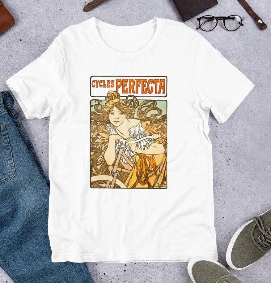 Alphonse Mucha T Shirt Unisex Art Nouveau Boho Aesthetic Vintage Grapic Retro Cyclist Fashionable