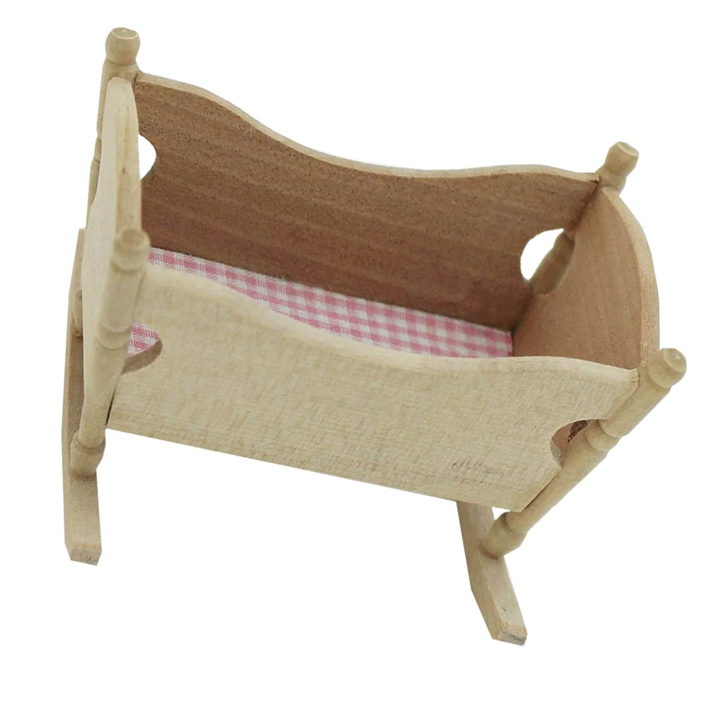 House Cradle Baby Bassinet เฟอร์นิเจอร์ขนาดเล็กรุ่นเปลสําหรับของเล่นเด็กอุปกรณ์เสริมเด็ก