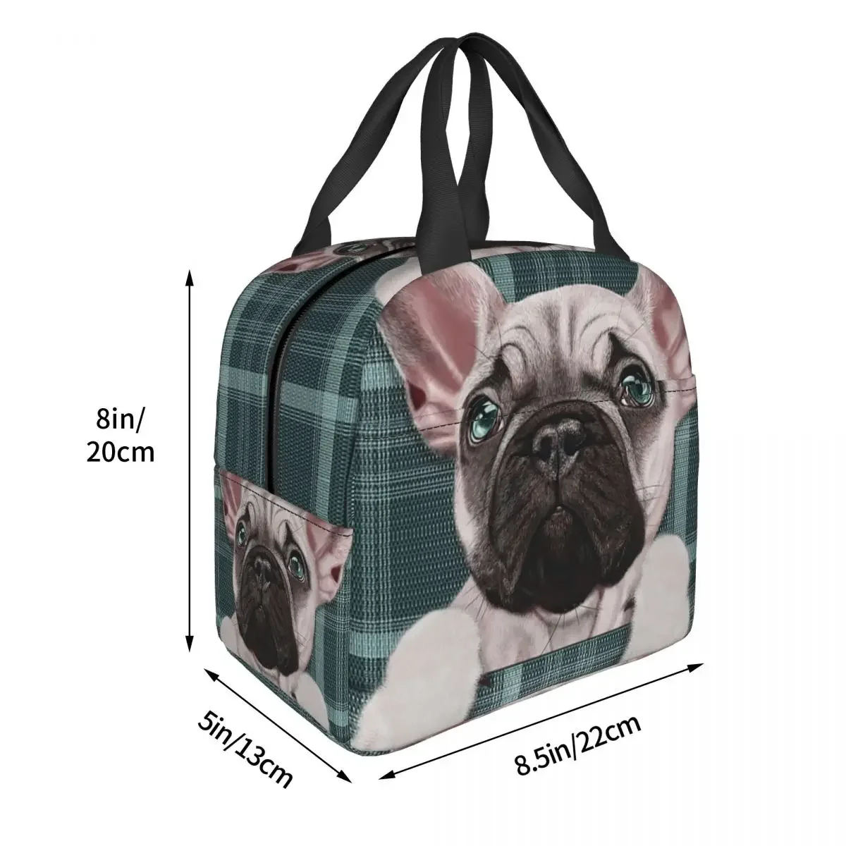 Lancheira resuável buldogue francês, lancheira feminina à prova de vazamento para cães de estimação, lancheira térmica isolada para escola, crianças e estudantes