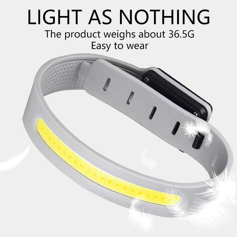 Nueva pulsera de luz para correr COB ultraligera, impermeable y resistente al sudor, ajustable de tres niveles para mayor comodidad