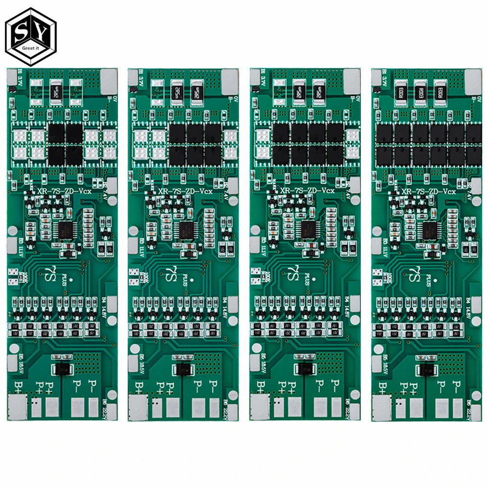 7S Li-ion PCB 24V 10A 15A 20A 30A BMS With Balance Used For 18650 Li-ion Battery Pack For 25.9V 24V E-bike Scooter