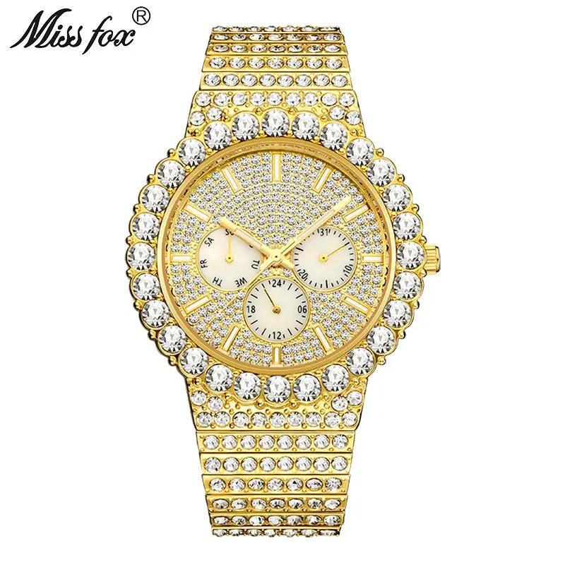 

Official brand free shippingEuropean and American Famous High-End Rhinestone-Encrusted Hip Hop Starry Multi-Function Luminous Wa