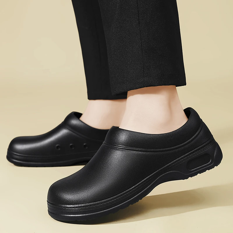 Men's Rain Boots, Health Shoes, Food Service Shoes, Cleaning Shoes, Black Casual Outdoor Shoes, Oil-Proof, Dust-Proof, Waterproof, Soft-Soled, Lightweight, Breathable, Wear-Resistant, Food and Hotel S image 3