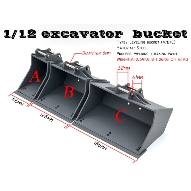 

Metal Hydraulic Excavator Model Flat Tooth Bucket Universal Accessories for 1/12 RC Excavator 339 336 270 954 Upgrade Parts