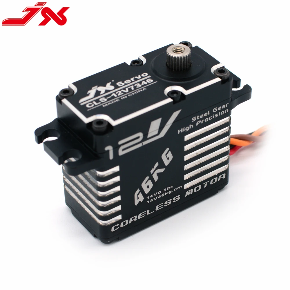 JX CLS-12V7346 73g 46kg.cm @ 12V Engrenagem de aço de alta tensão Estrutura completa de alumínio CNC Servo digital coreless para robô