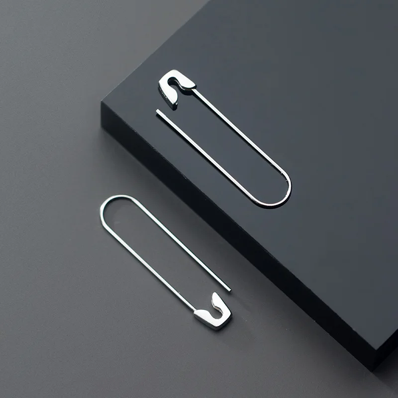 Fashion INS Women Safety Pin Stud Earrings Hip Hop Jewelry For Women Girls 925 Sterling Silver Gifts