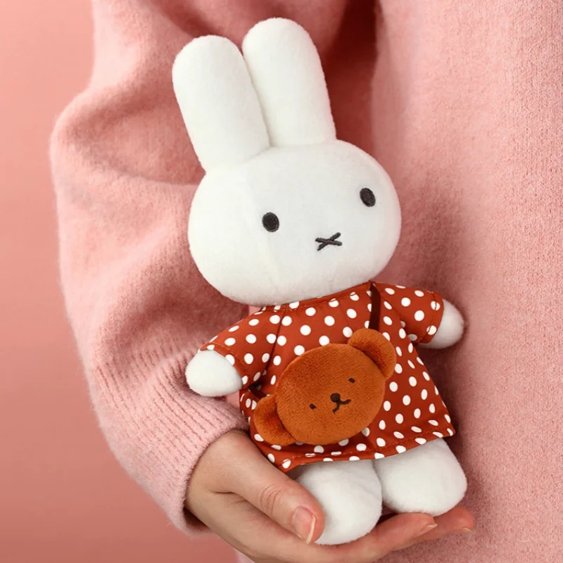 Kawaii Miffy Plush Doll Pendant Doll Cartoon Cute Pendant Yellow Strap Clothes Miffy Rabbit Doll Pendant Girl Birthday Gift Toys