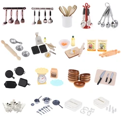 Casa de muñecas en miniatura, utensilios de cocina para hornear, juego de simulación, batidor de Metal, juego de tarros para muñecas, accesorios de juguete de comida, 1/12