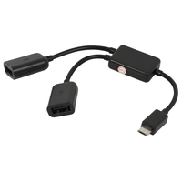 2X Micro-USB Host Cable,Micro-USB Male To 2X Type A Dual USB Female OTG Adapter Converter Hub For Android Tablet Black