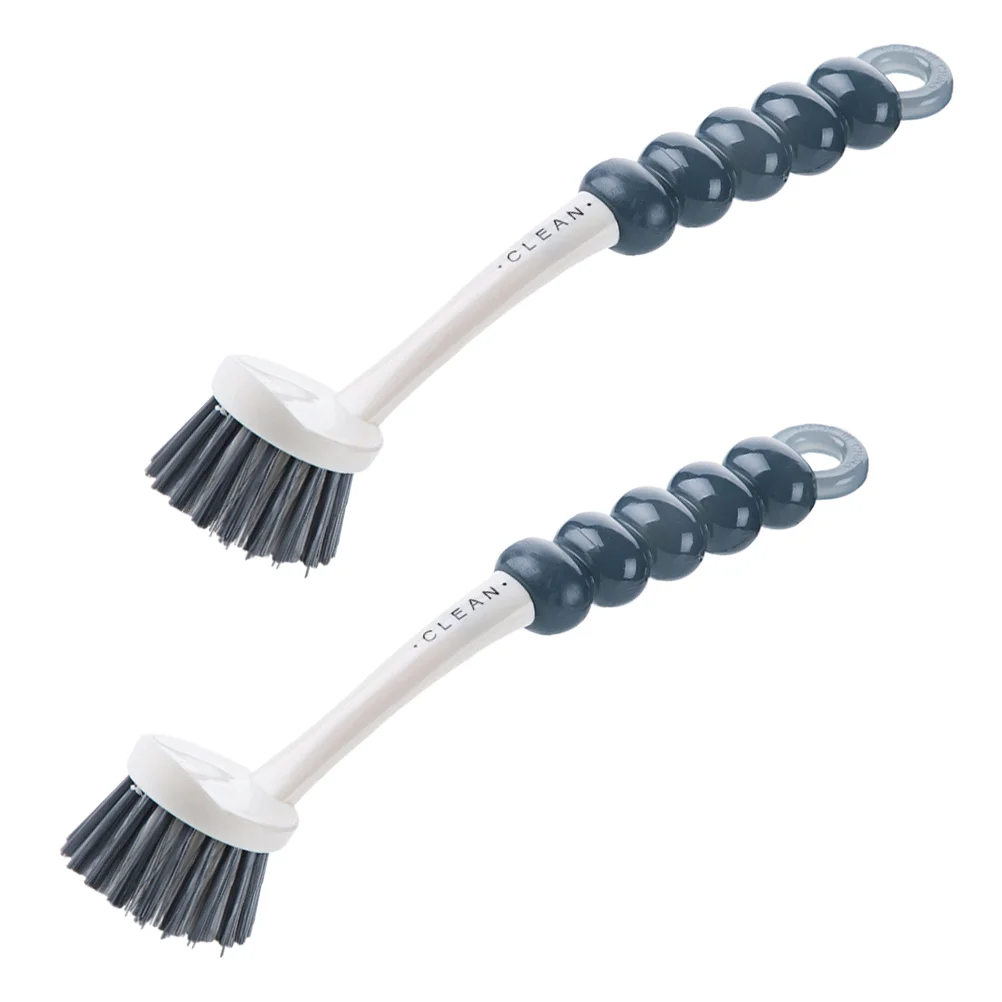 Brosse à vaisselle en plastique souple avec poils de poignée, nettoyeur de cuisine, pot, livres, outil, 2 pièces