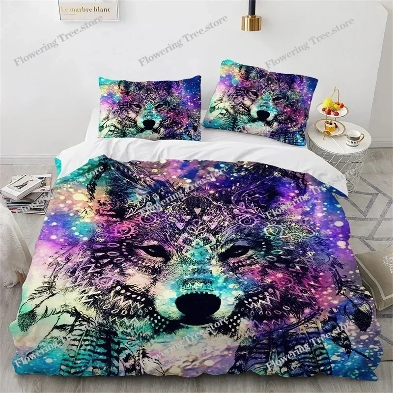

3D Animal Duvet Cover Microfiber Wolf Fox Elk Bedding Set Wild Animals Comforter Cover King Queen For Teen Adults Bedroom Decor
