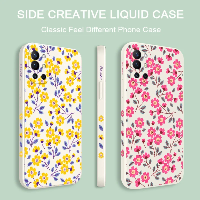 화려한 꽃 전화 케이스, 원플러스 9R 9RT 9 8T 8 7 7T 프로 5G 액체 실리콘 커버