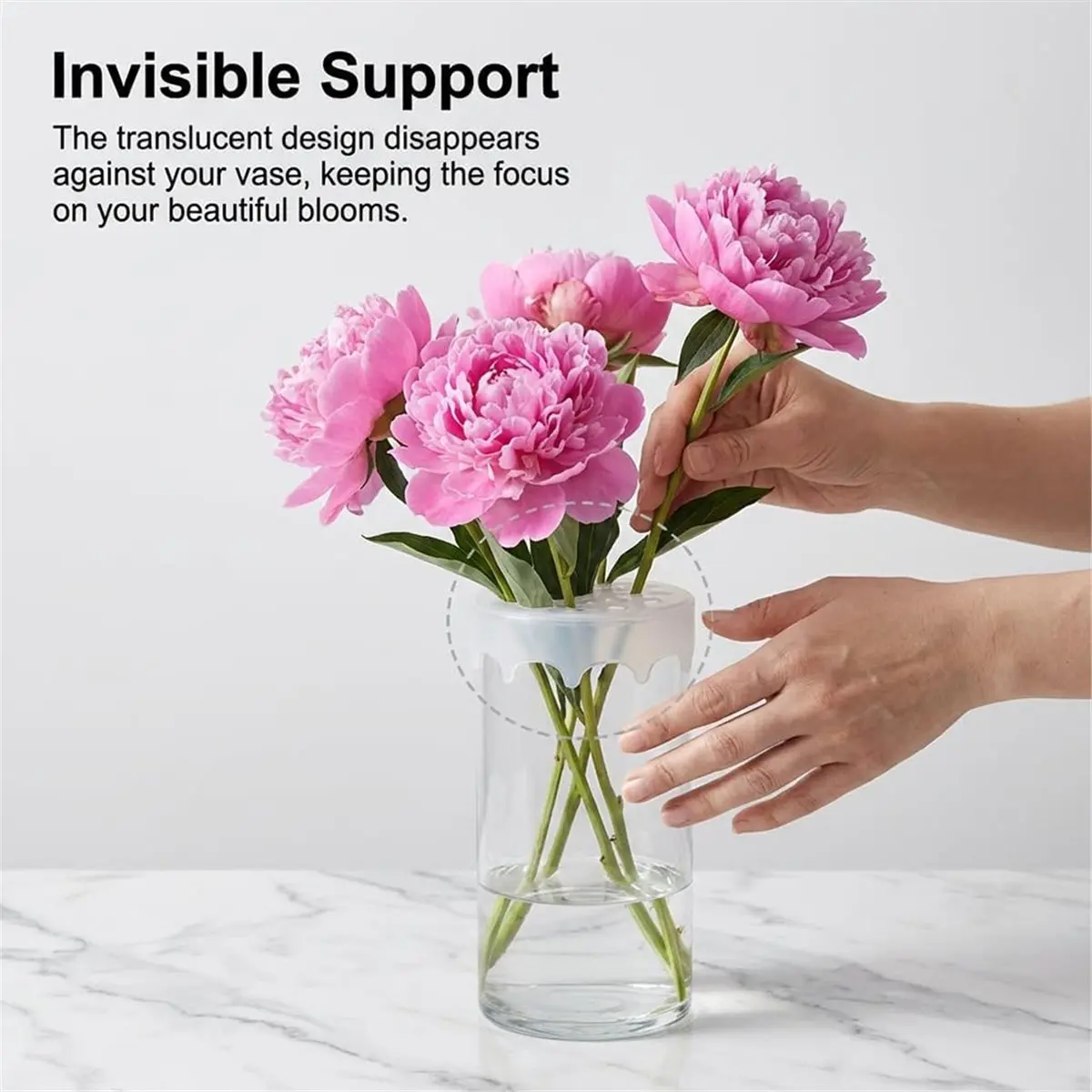 4pcs Blossom Grid Silicone Flower Arrangement, Flexible Floral Stem Holder for Vases, Waterproof & Reusable
