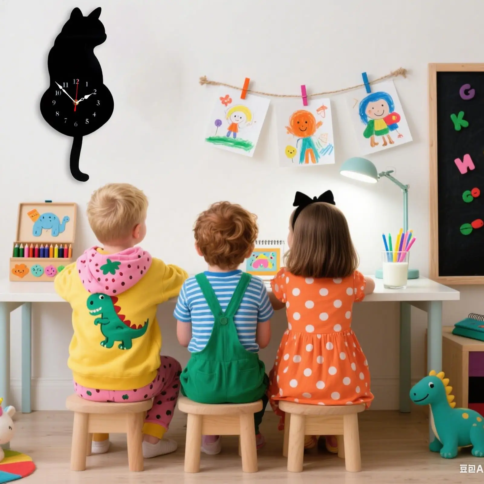 

Silent Wall Clock Acrylic Cat Clock With Swing Tail Home Art Decoration For Hotel Kitchen Restaurant Rental Living Room