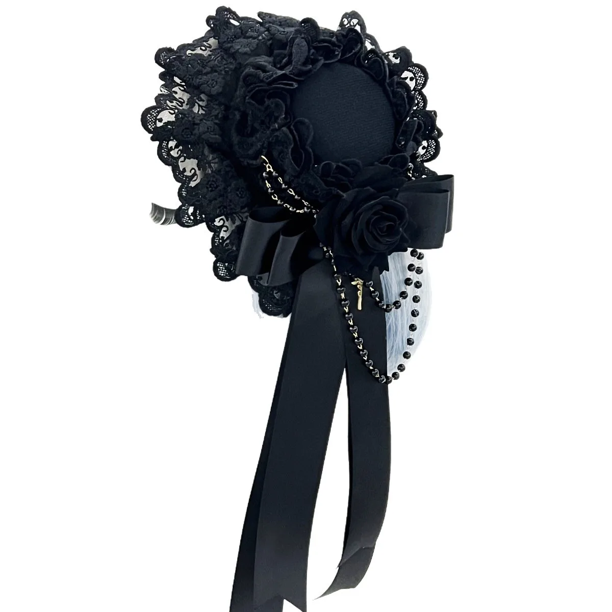 1pc Lolita Kopfschmuck Gothic Stil Lolita Spitze Bogen RoseTop Flache Kleine Hut Kopfbedeckung Mädchen Halloween Cosplay Haar Zubehör
