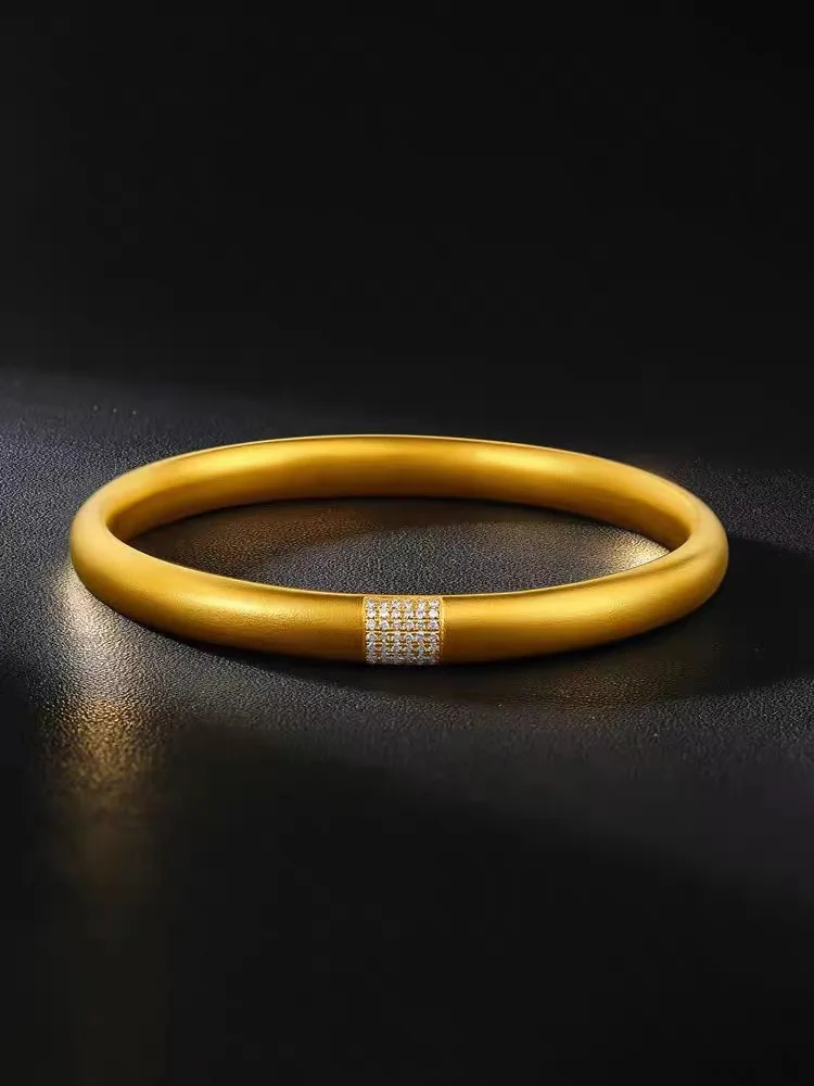 9999 real gold 24K yellow gold Fugui perfect bracelet Seiko ancient method inheritance row drill solid bracelet