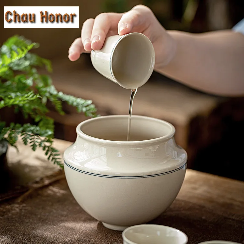 Plant Grey Glaze Ceramic Tea Washing Bowl Cup Japanese Jianshui Household Tea Residue Bucket Kung Fu Tea Utensils Tea Ceremony