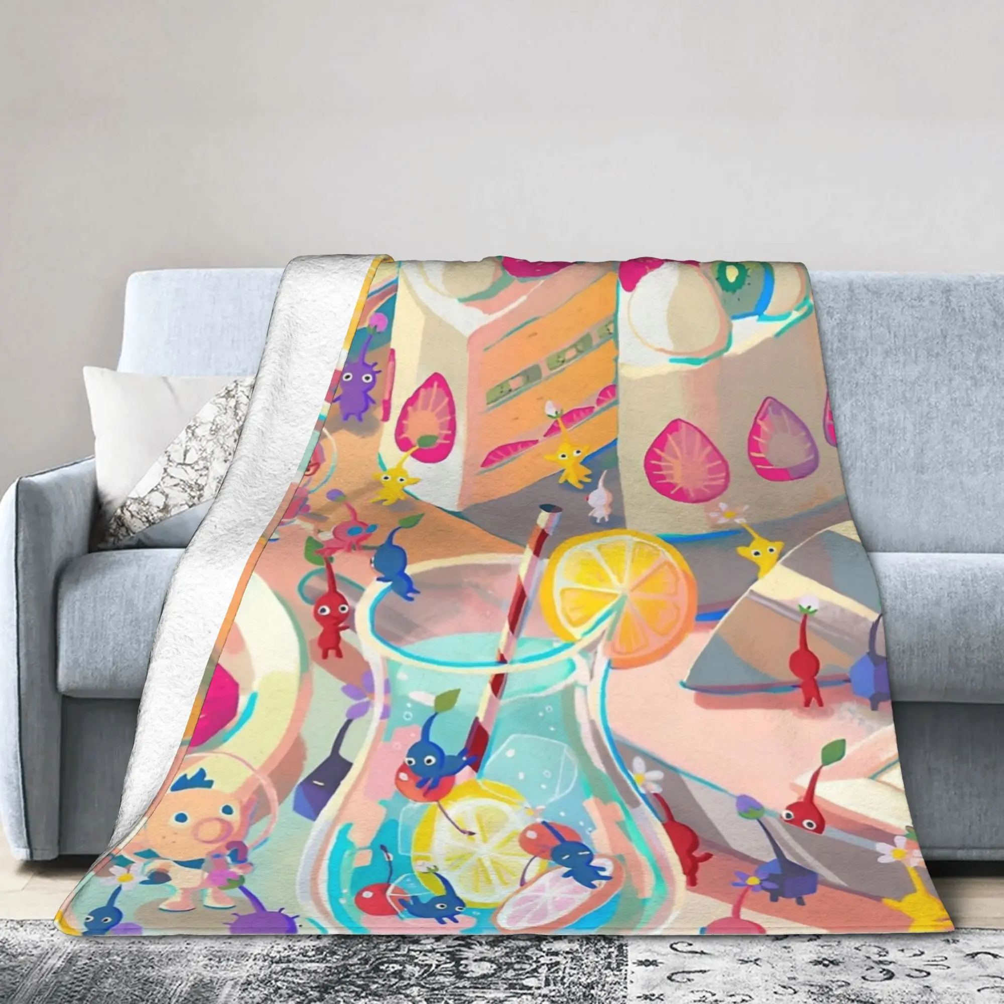 Pikmins 4 Flannel Throw Blanket  Blanket for Bed Bedroom Ultra-Soft Plush Thin Quilt,