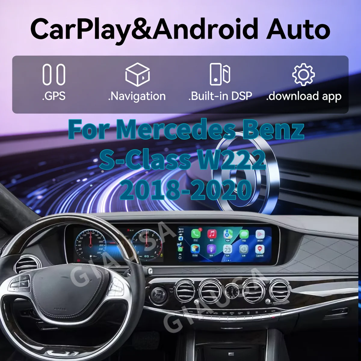 

24.6 Car Radio Dual Screen Car Multimedia Video Player For Mercedes Benz S-Class W222 2018-2020 Android Wireless Carplay LHD RHD