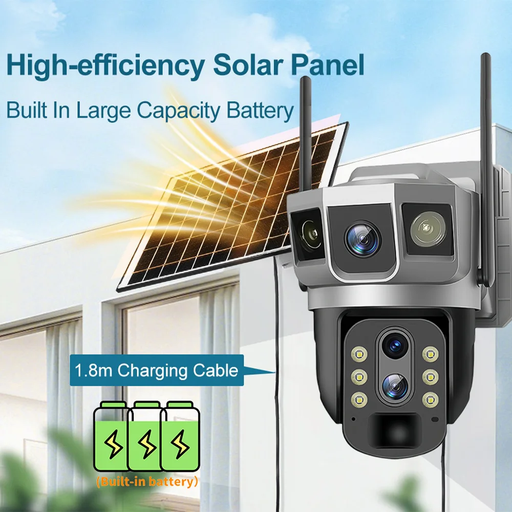 V380Pro Outdoor Solar Camera 4G SIM Card IP Camera Motion Detection Alarm Push Battery CCTV Monitor Security Protection Came image 3