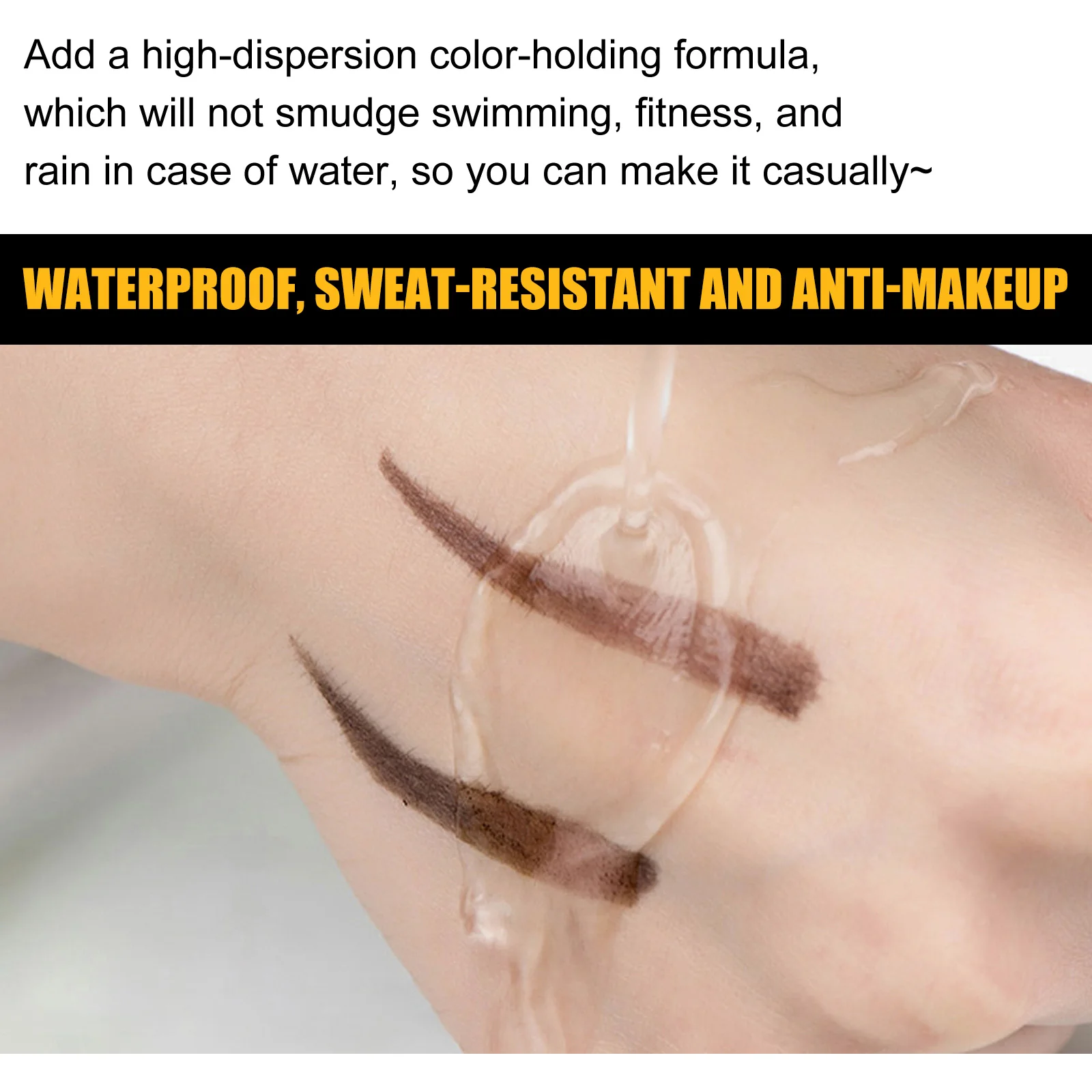 Tinte de cejas marrón oscuro impermeable y a prueba de manchas, cejas naturales 3D, Color de larga duración con cepillo, fórmula vegana