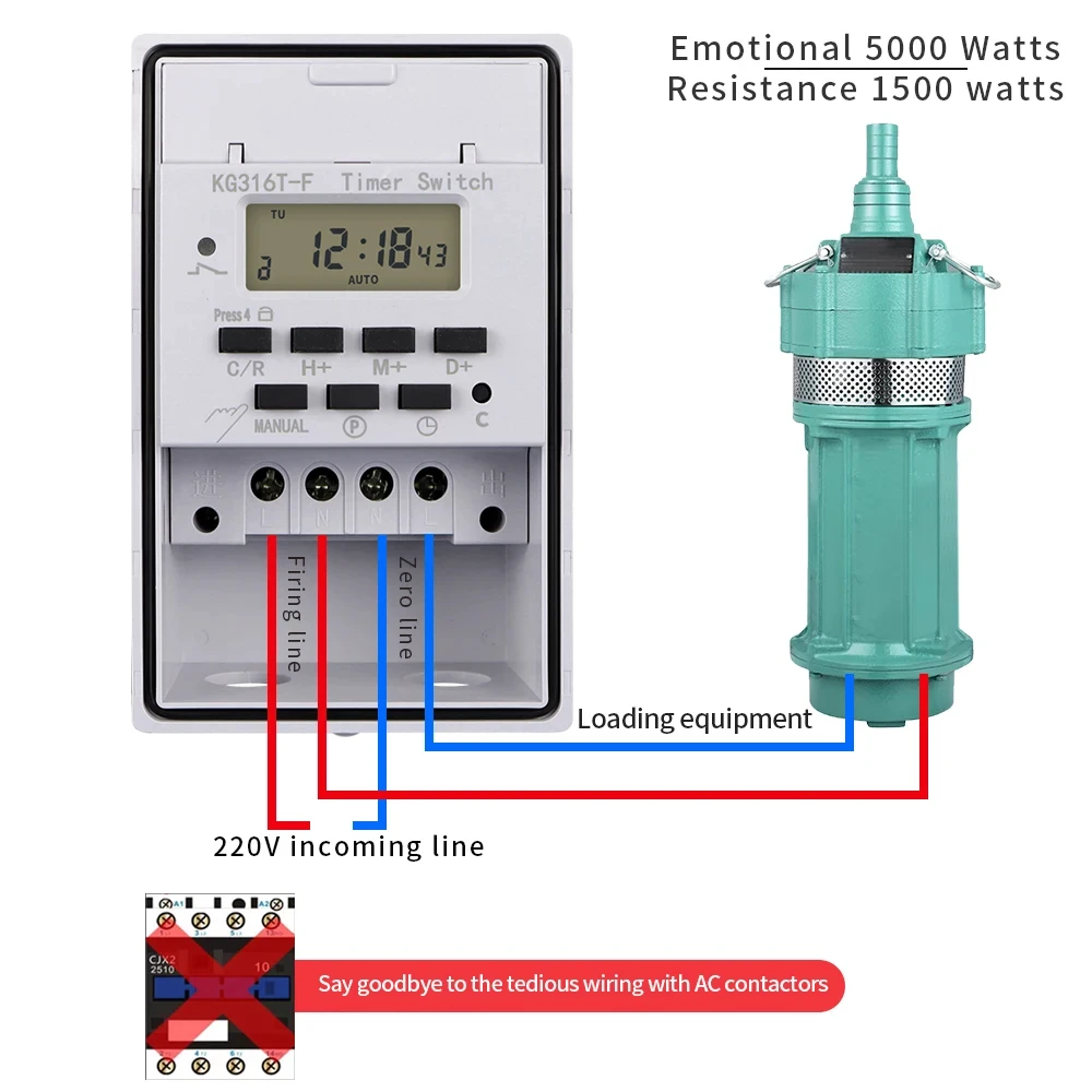 Automatic Time Control Switch Wall Hanging Weekly 7 Days Programmable Timer Waterproof Electronic Timing Controller 220V 30A