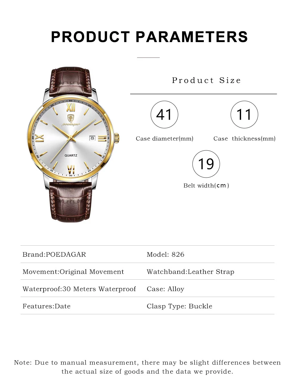 POEDAGAR Luxus Business Mann Armbanduhr Leuchtende Wasserdichte Datum Leder herren Uhr Mode Quarz Uhren Für Männer Reloj Hombre – Detail 6