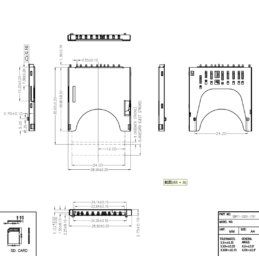 5 pièces/TF/TF-115-B TF-115-BCP9 MINI porte-carte SD porte-carte SD/modèle auto-élastique