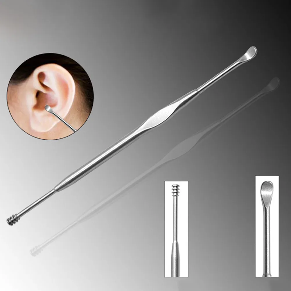 

2Pcs Ear Pick Stainless Steel Double-End Spiral Ear Spoon Earwax Cleaner Skid Resistance Wax Built-Up Remover Home Use