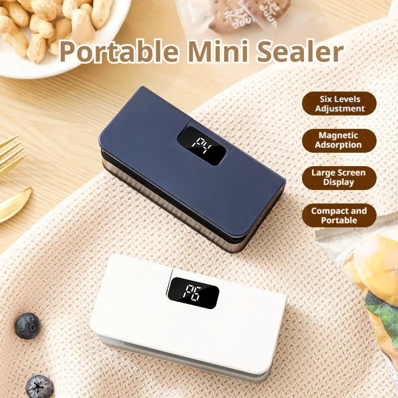 Mini Heat Bag Sealer LED Display Handheld  Rechargeable 6 Level Thermal Food Bag Resealer Portable Plastic Bags Sealing Machine