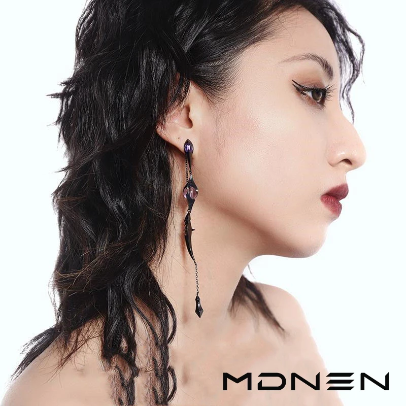 

2023 New Original Gem Asymmetrical Tassel Earrings For Women Punk Style Jewelry Party Gifts