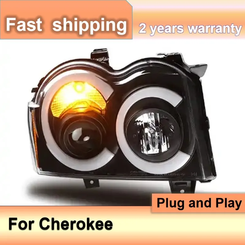 

Car Accessories for Jeep Grand Cherokee Head Light 2005-2008 Cherokee Headlight DRL Turn Signal Low High Beam Projector Lens