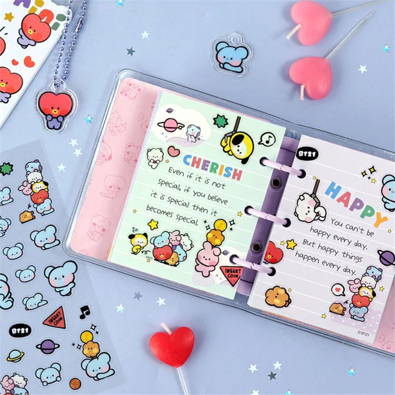 Kawaii BT21 New Mini Sticker DIY Notebook Phone Case Decorative Stickers Kawaii Anime Cute Cartoon Birthday Gift